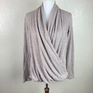 Anthropologie Akemi + Kin Woodruff Knit Wrap 3/4 Sleeves Taupe Sweater Size M
